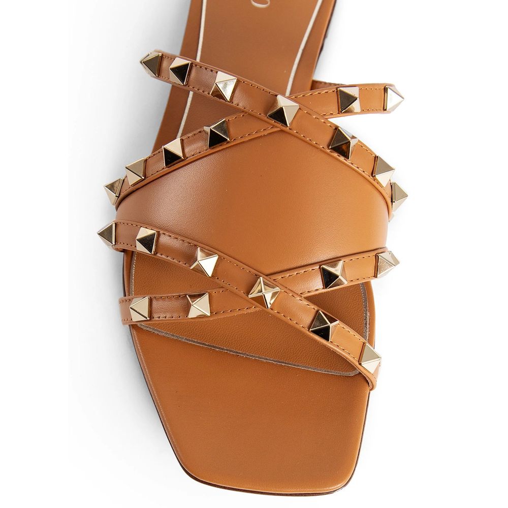 Valentino Leather Garavani Rockstud Flat Sandals Glam Steals