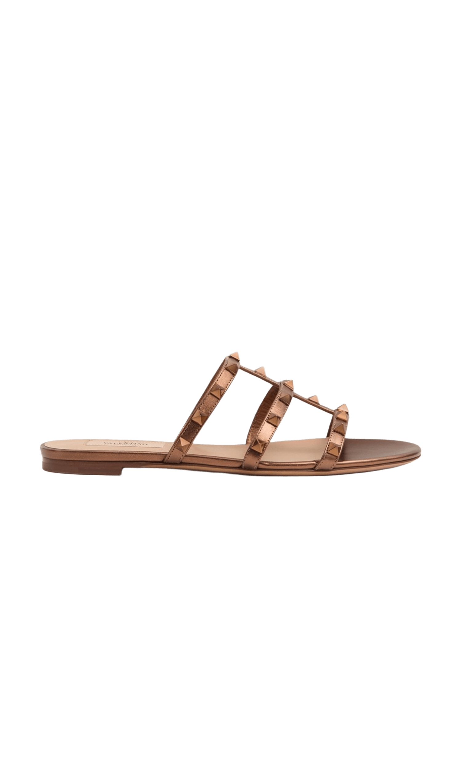Valentino Leather Garavani Rockstud Low Slide Sandals In Laminated Nappa Glam Steals