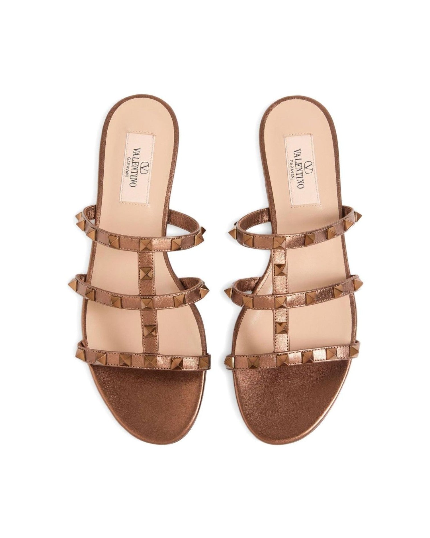 Valentino Leather Garavani Rockstud Low Slide Sandals in Laminated Nappa Glam Steals