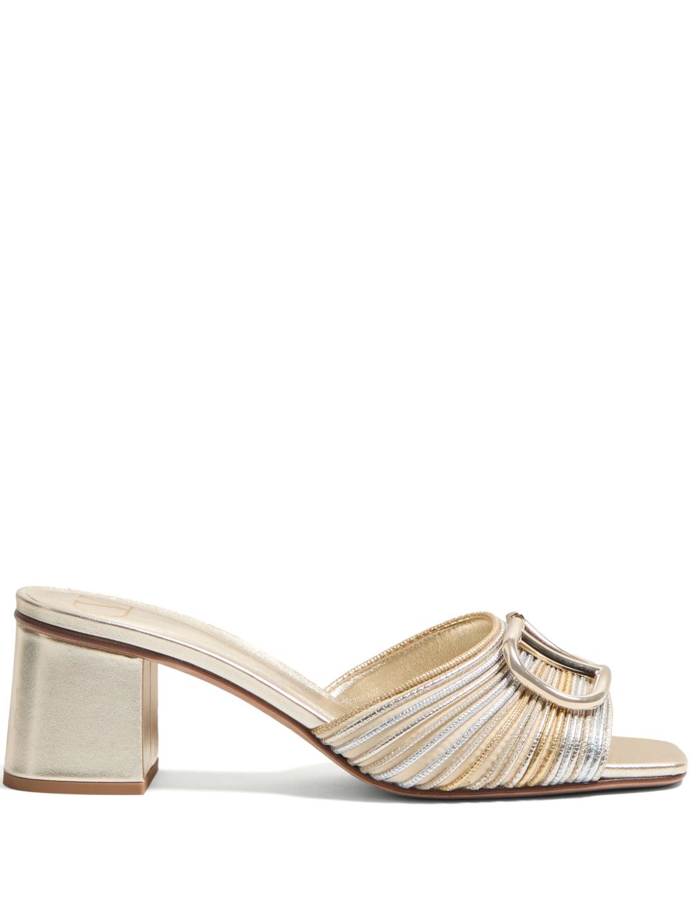 Valentino Metallic Garavani Vlogo Signature Slide Sandals with Cornely Embroidery 60mm Glam Steals