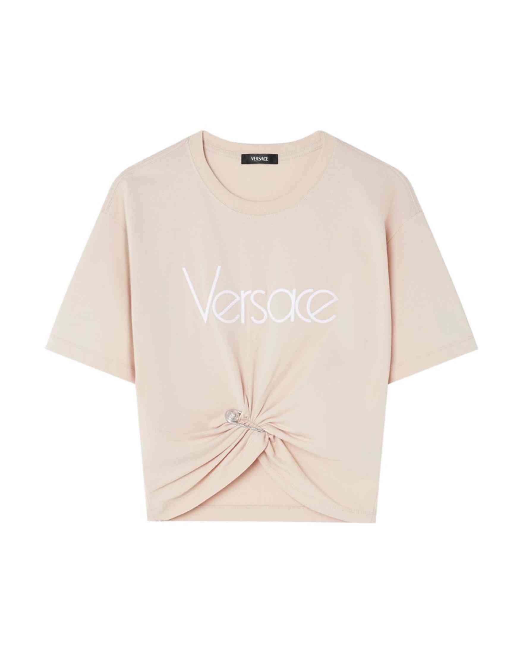 Versace 1978 Re Edition Logo Safety Pin Short T-shirt Glam Steals