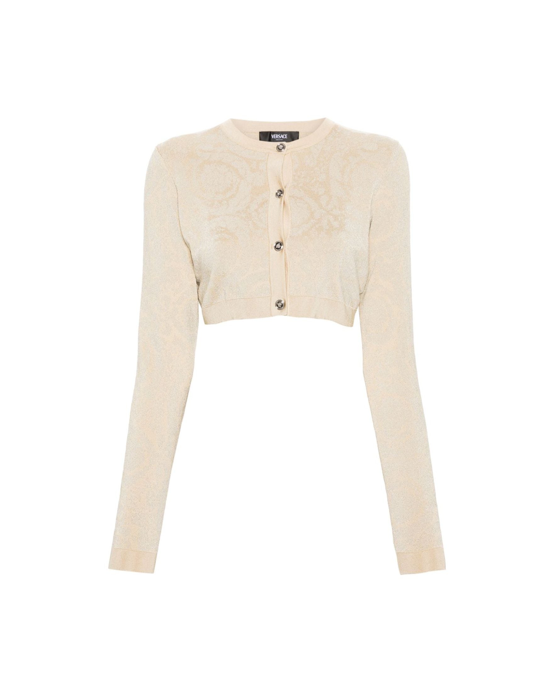 Versace Barocco Lurex Cropped Cardigan Glam Steals