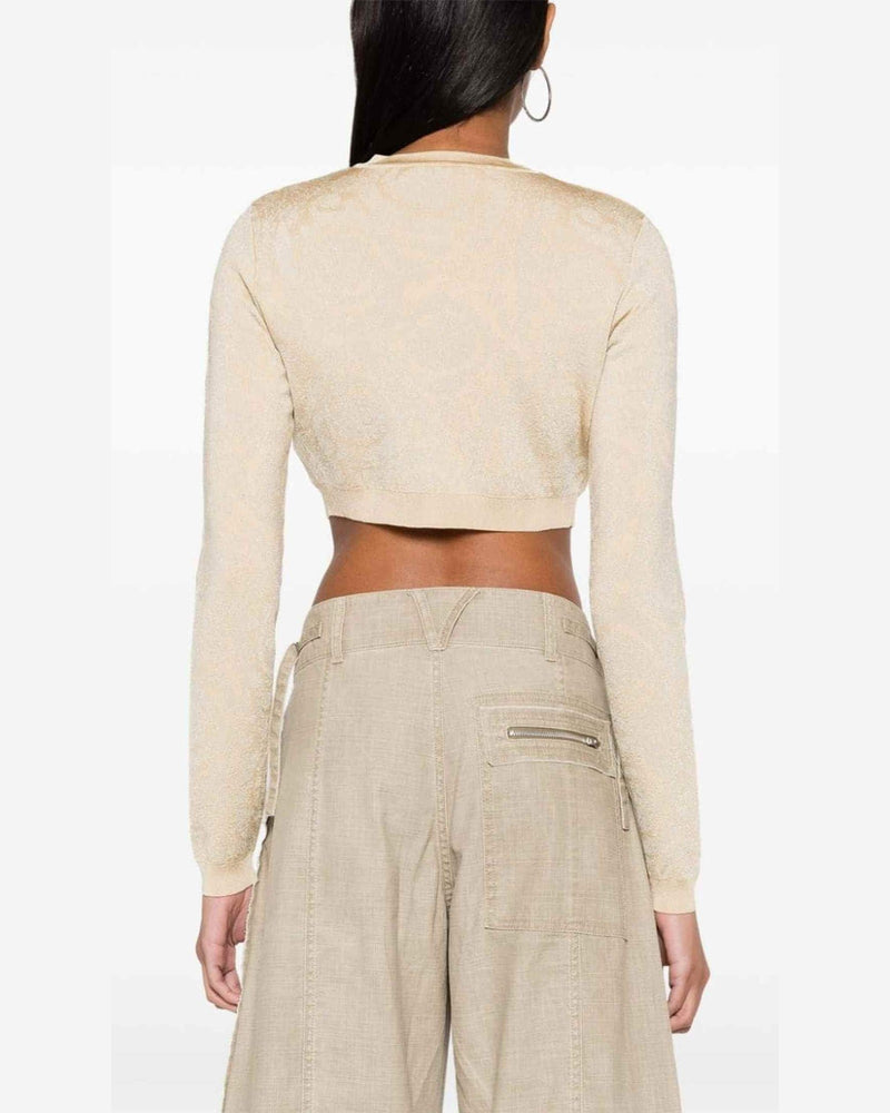 Versace Barocco Lurex Cropped Cardigan Glam Steals