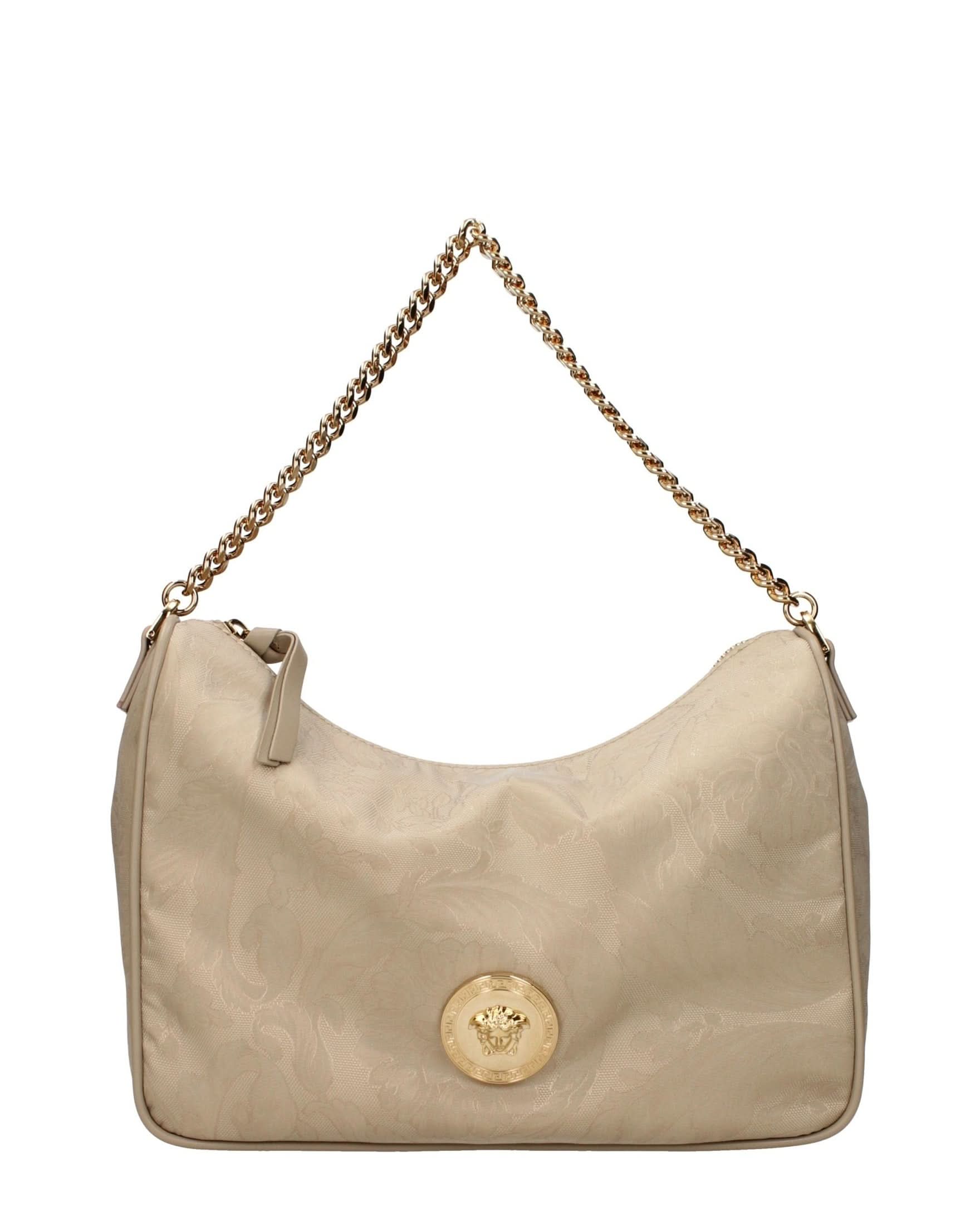 Versace Beige Fabric Handbag Glam Steals