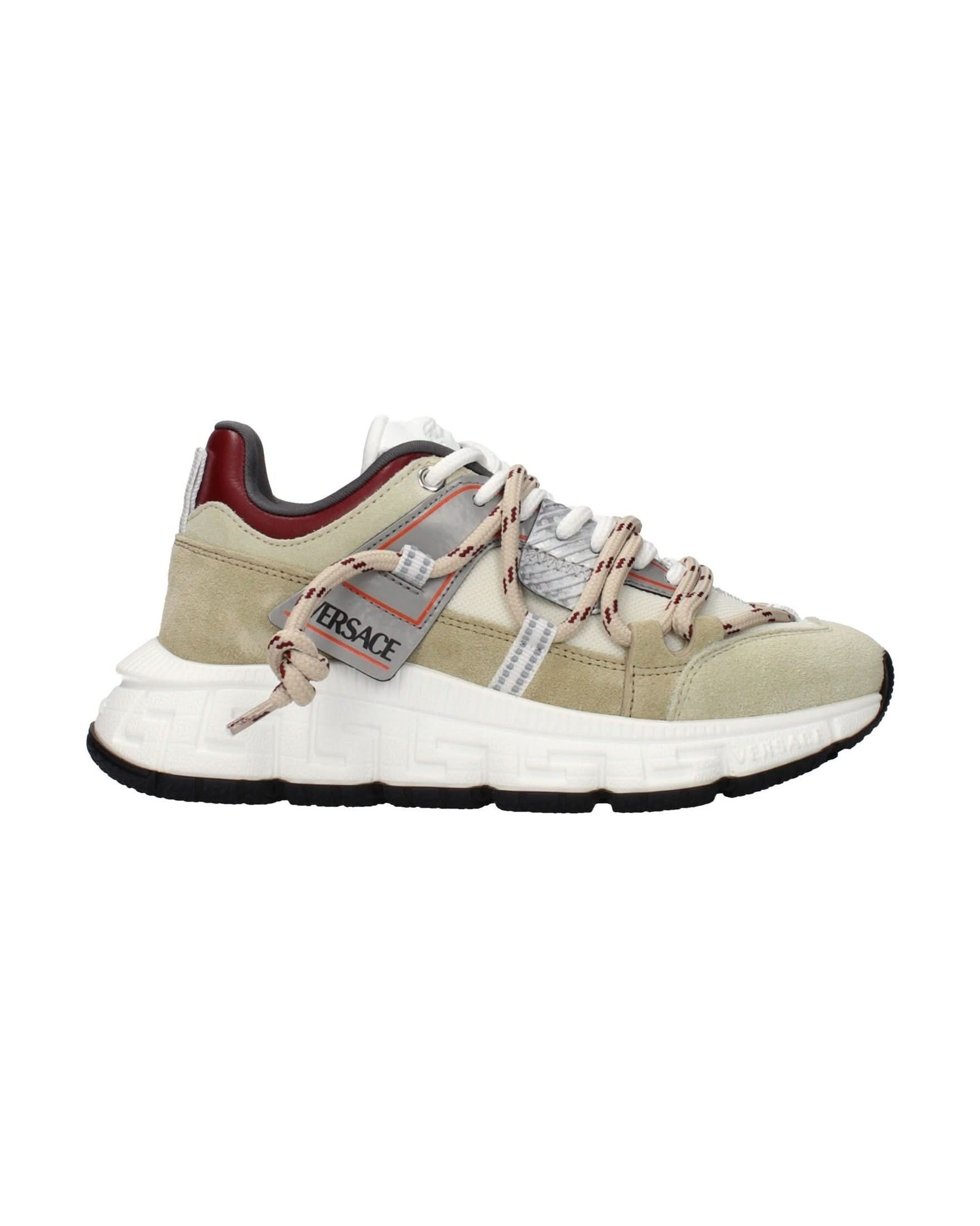 Versace Beige Leather Chunky Sneakers 