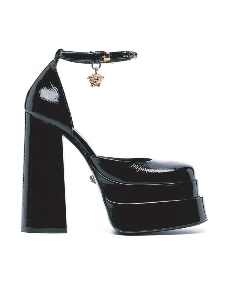 Versace Black Calfskin Platform Pumps Glam Steals