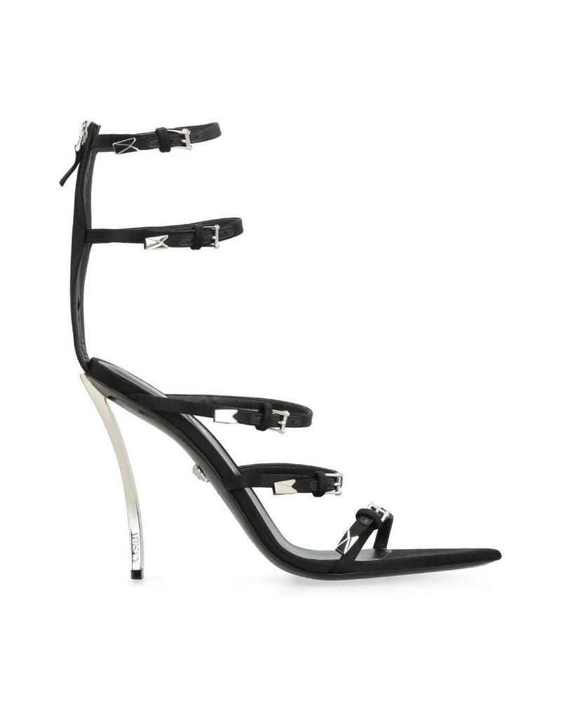 Versace Black Calfskin Stiletto Heel Sandals Glam Steals
