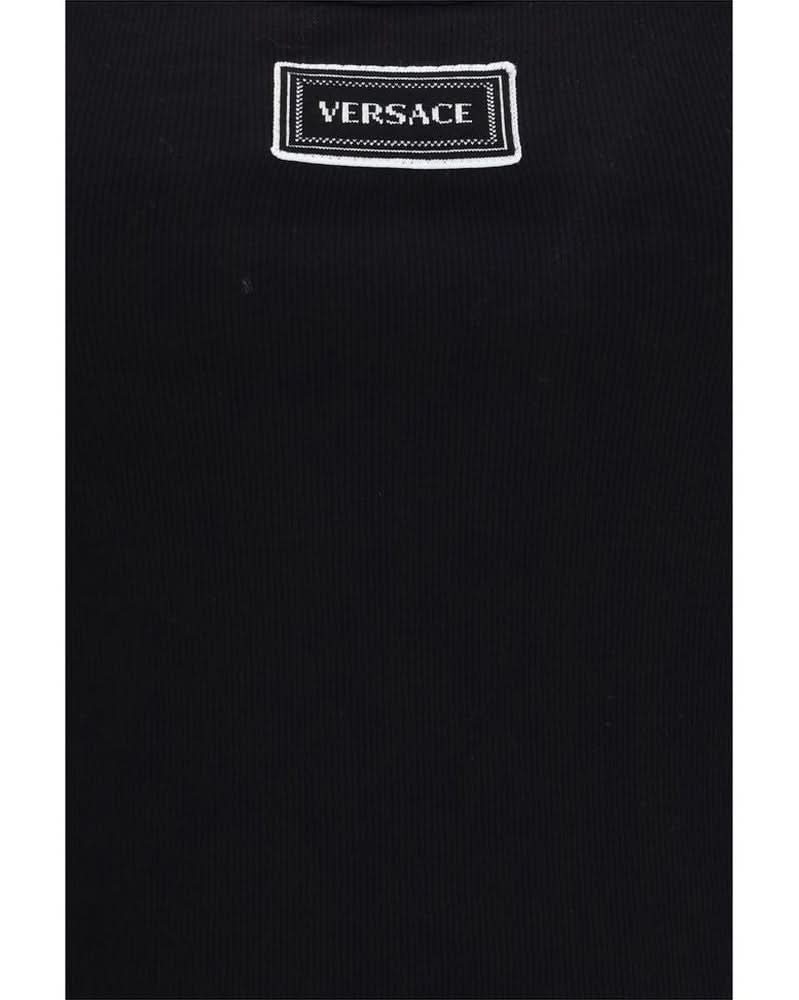 Versace Black Cotton Top Tank Tops
