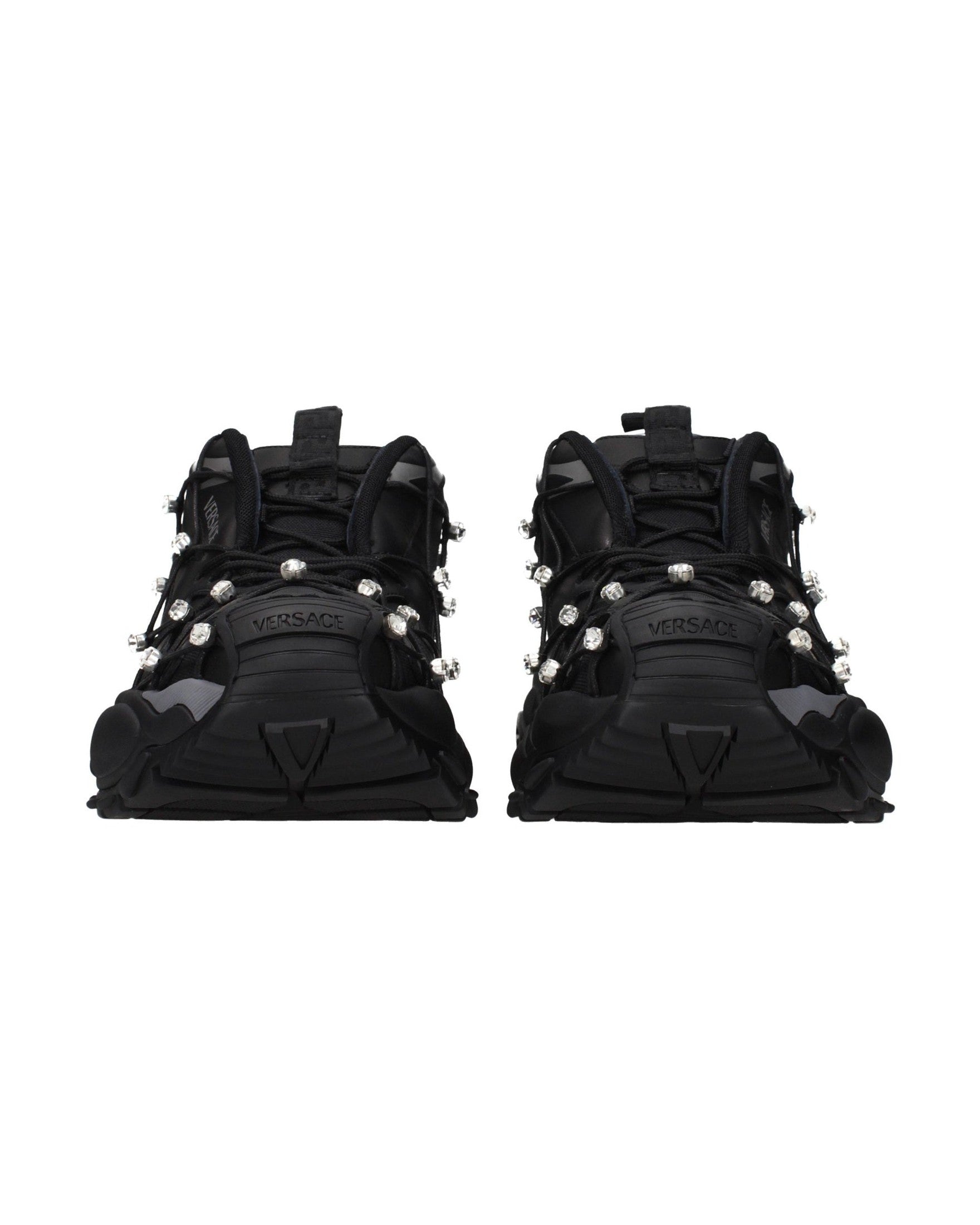 Versace Black Fabric Chunky Sneakers Glam Steals