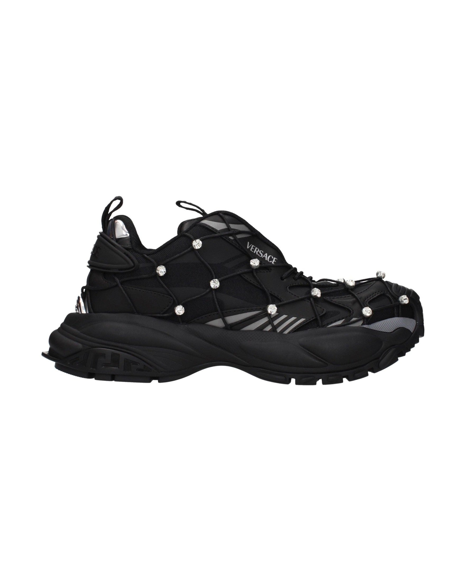 Versace Black Fabric Chunky Sneakers Glam Steals