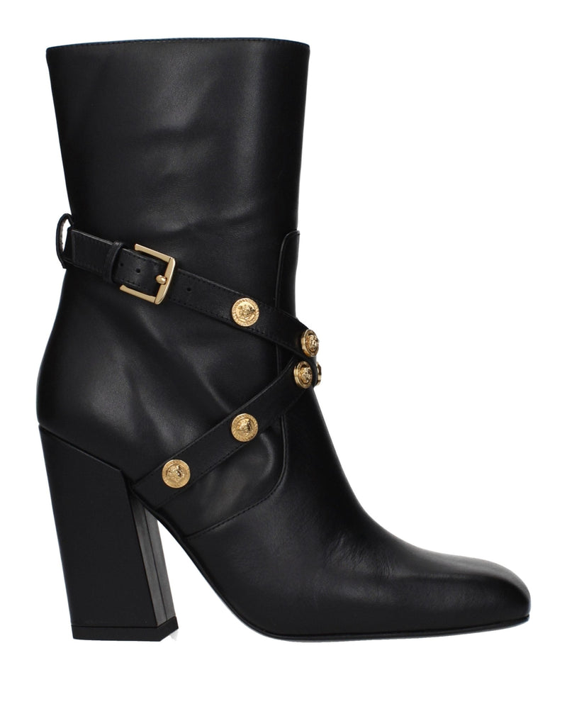 Versace Black Leather Ankle Boots Glam Steals
