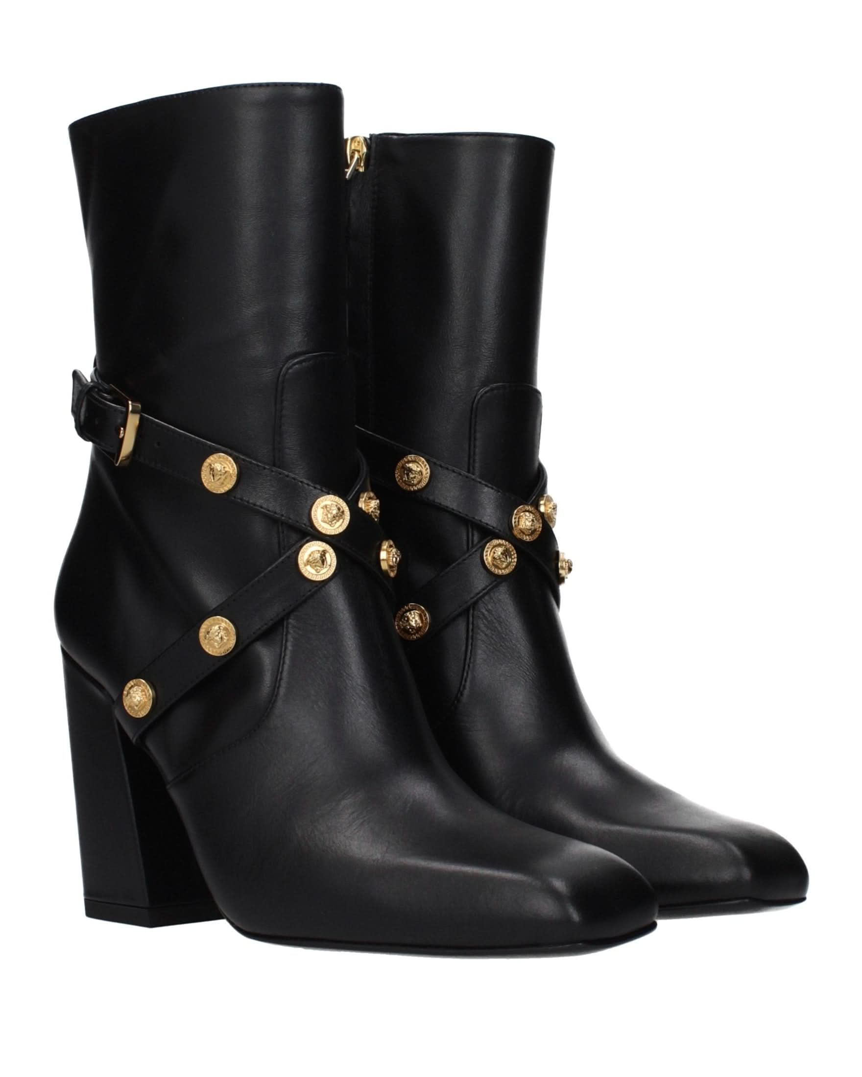 Versace Black Leather Ankle Boots Glam Steals