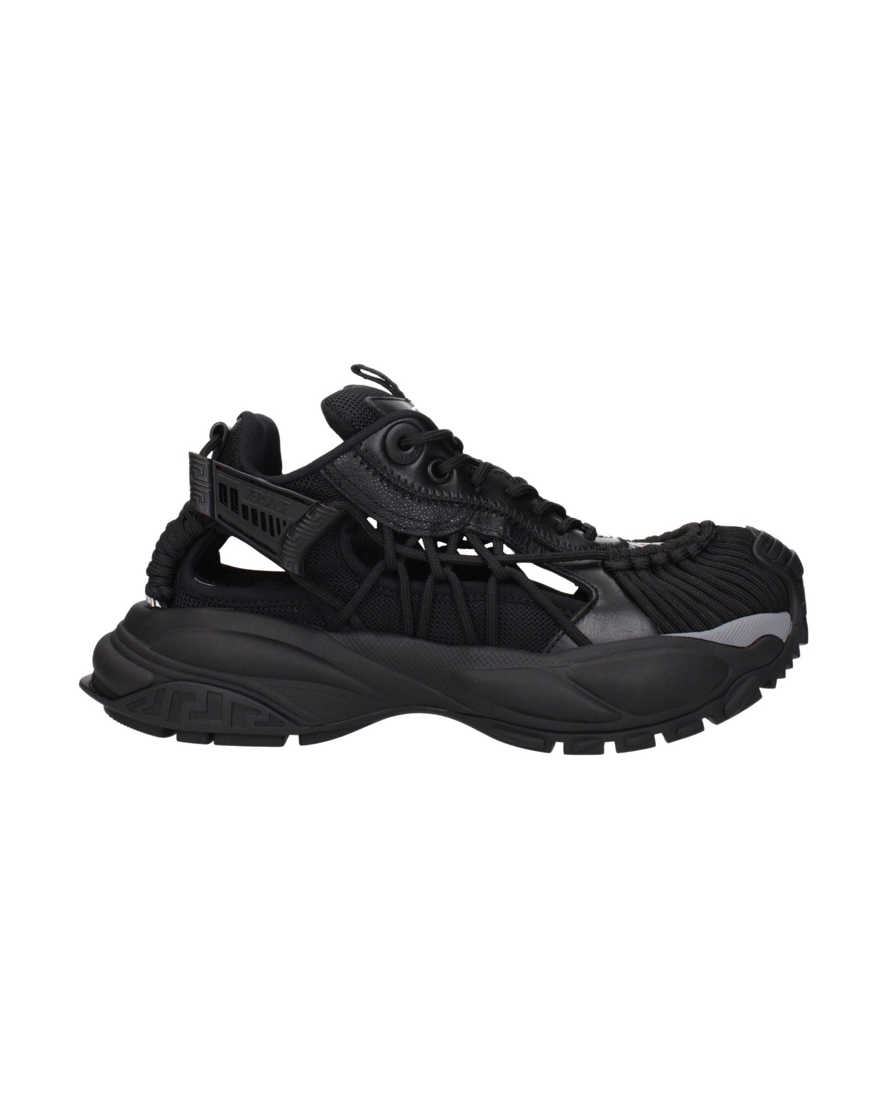 Versace Black Leather Athletic Sneakers Glam Steals