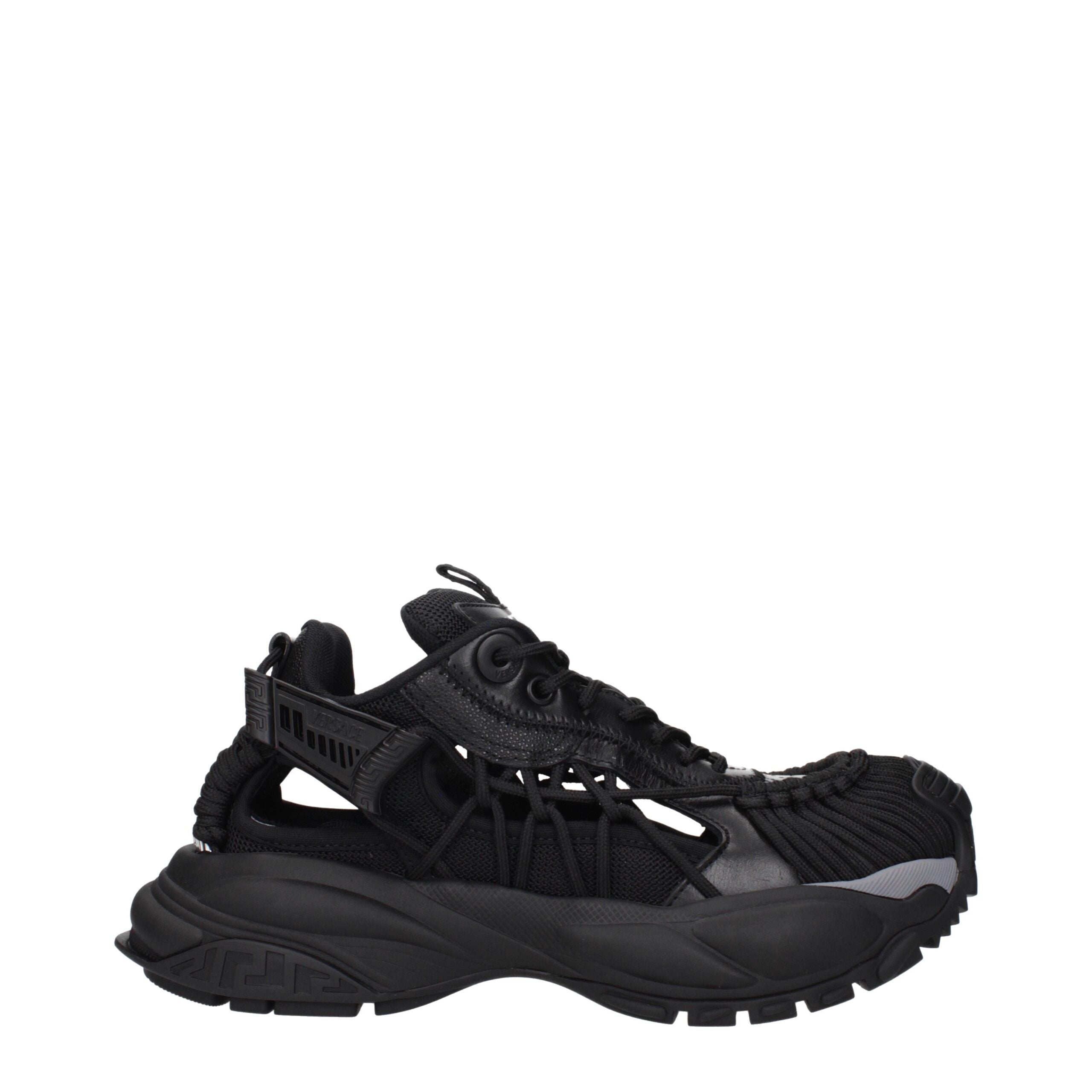 Versace Black Leather Athletic Sneakers Glam Steals
