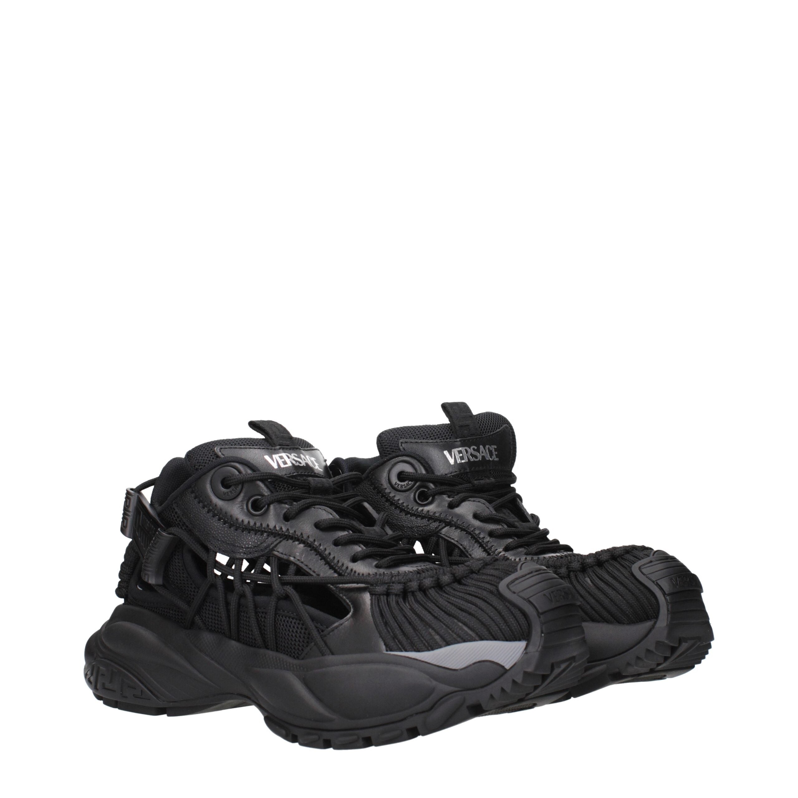 Versace Black Leather Athletic Sneakers Glam Steals