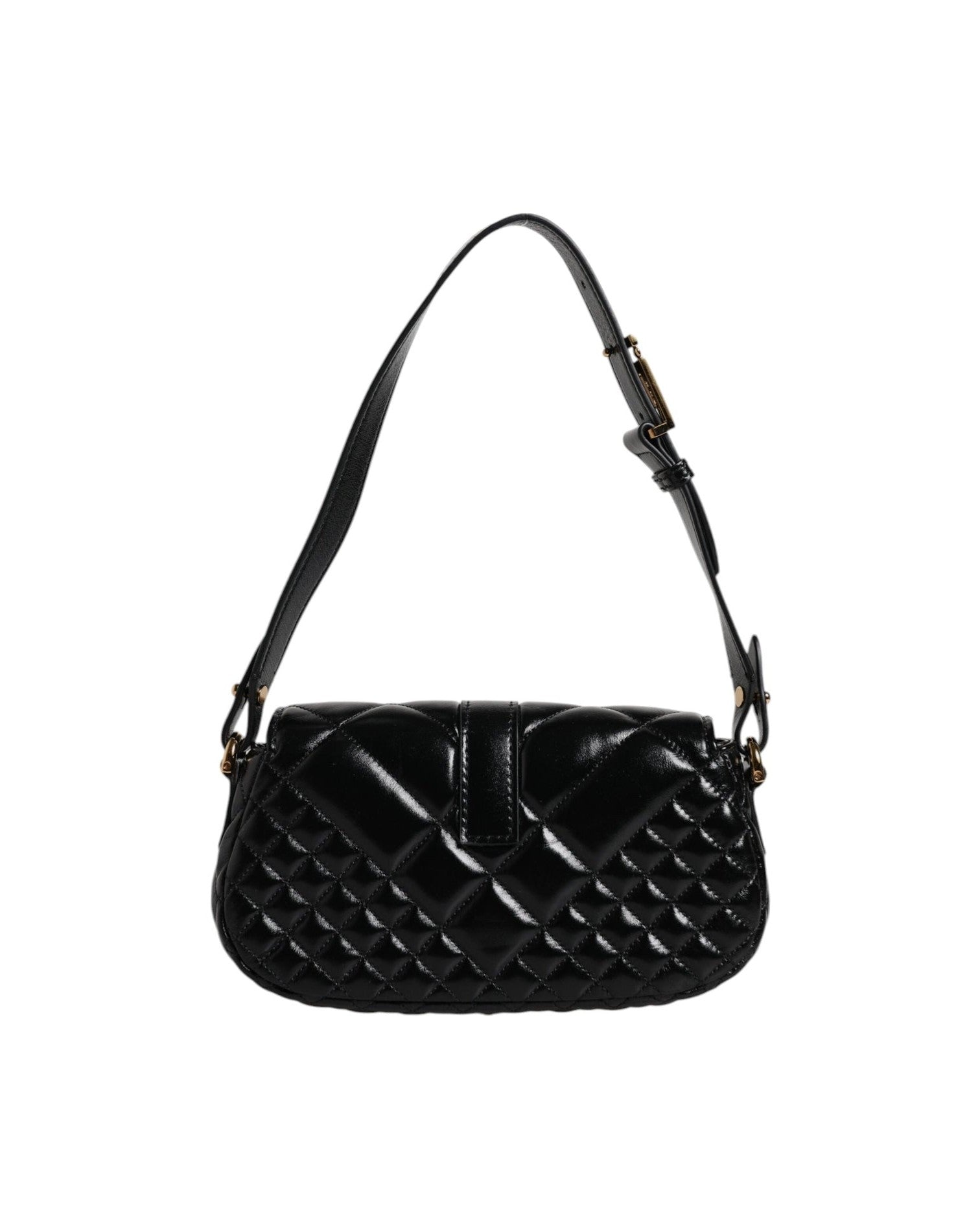 Versace Black Leather Calf Quilted Shoulder Strap Bag Glam Steals