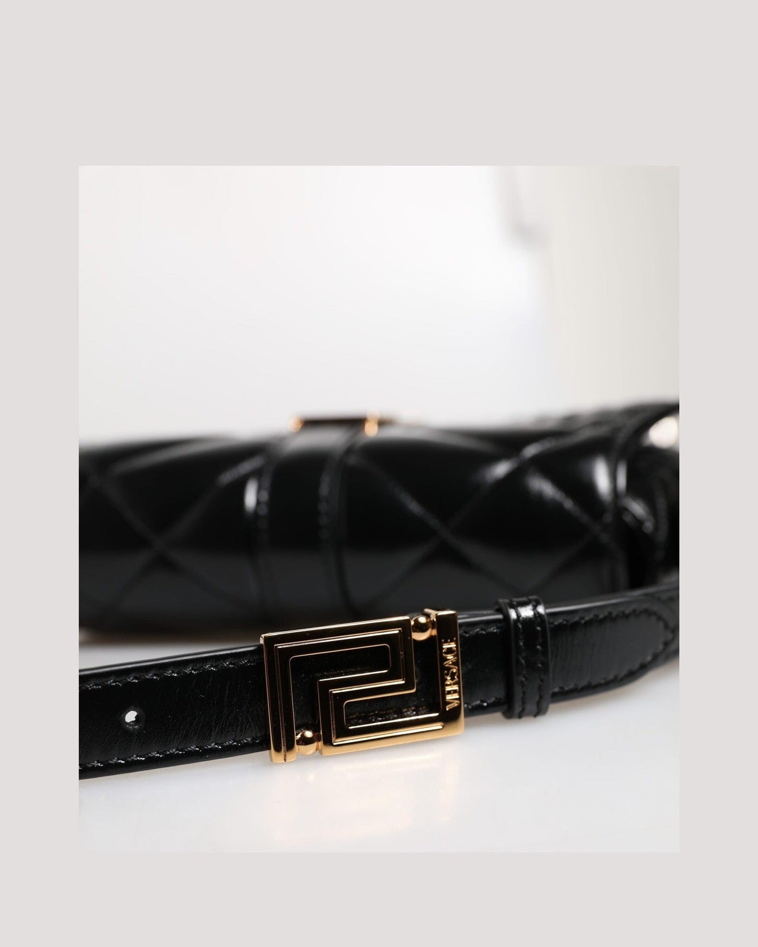 Versace Black Leather Calf Quilted Shoulder Strap Bag Glam Steals