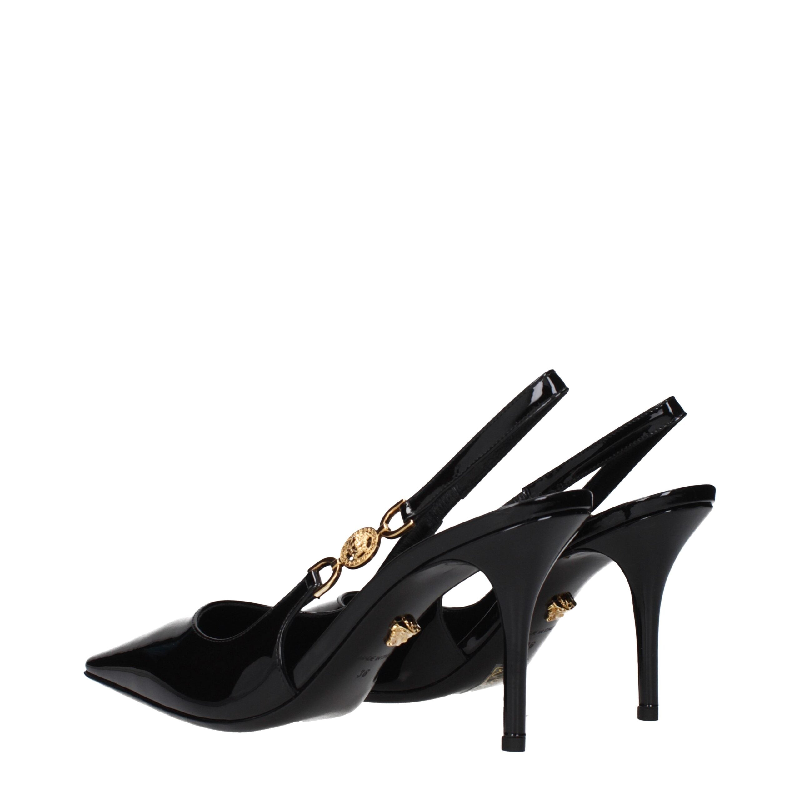 Versace Black Leather High Heel Pumps Glam Steals