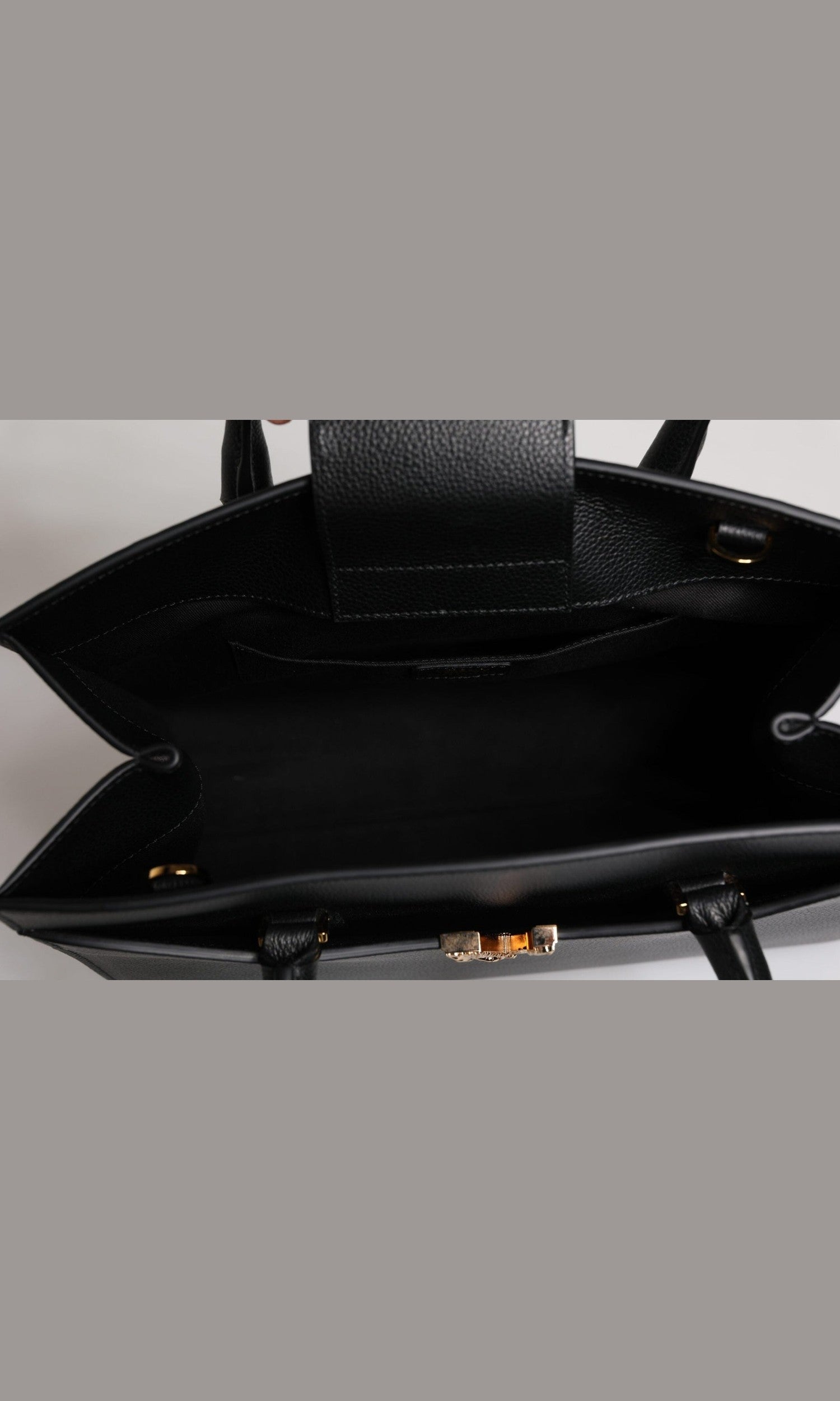 Versace Black Leather Large Top Handle Shoulder Crossbody Bag Glam Steals