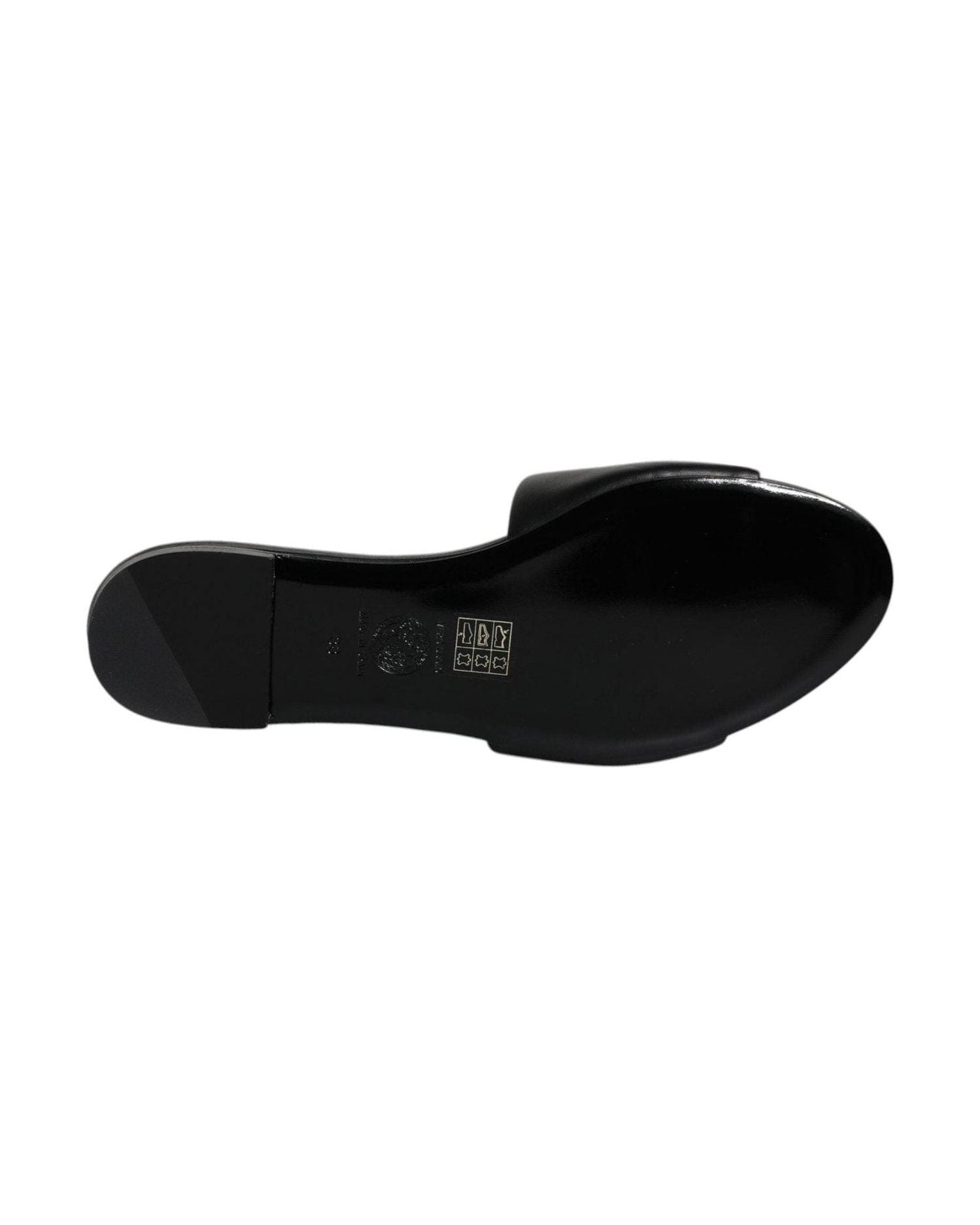 Versace Black Leather Logo Plaque Slip On Slides Flats Shoes Glam Steals