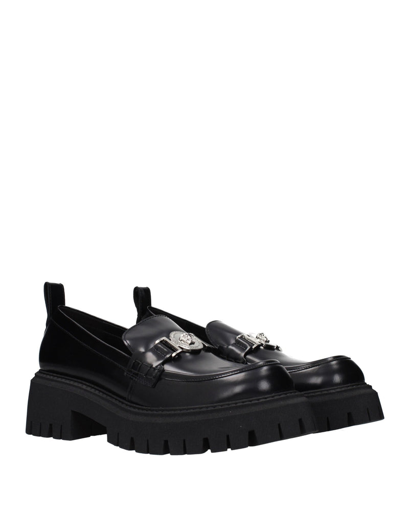 Versace Black Leather Platform Loafers Glam Steals