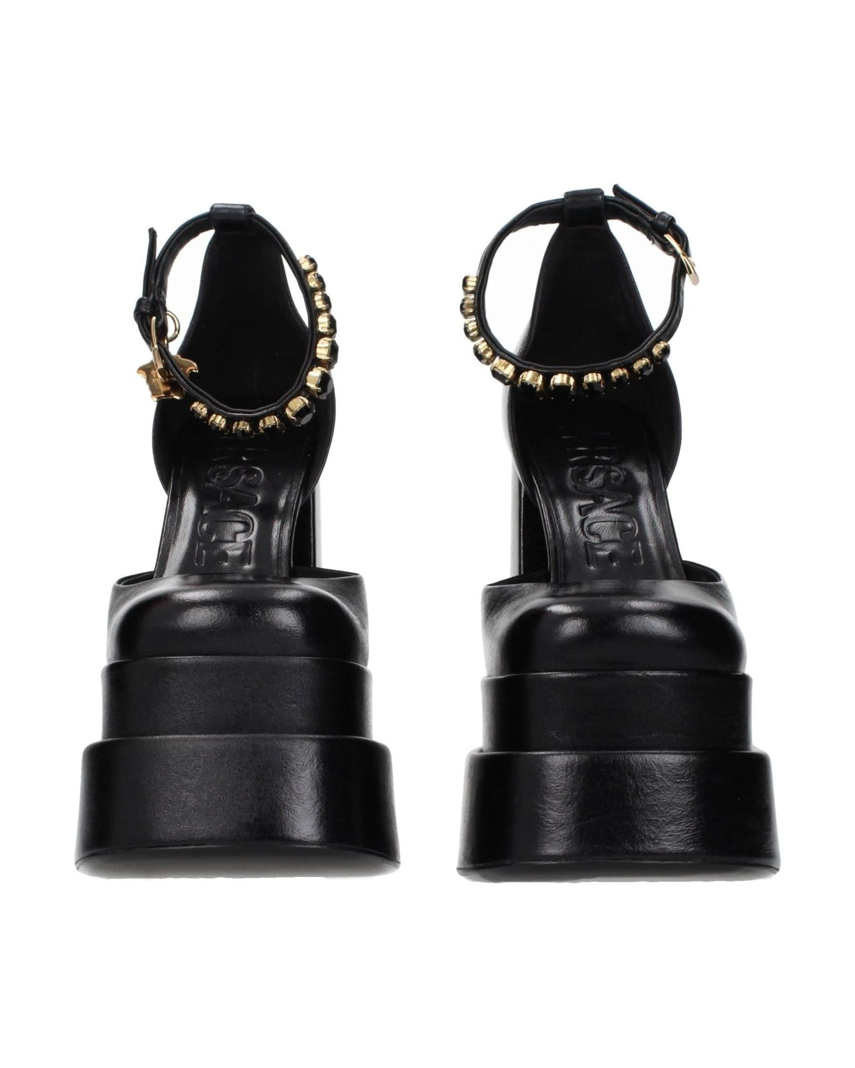 Versace Black Leather Platform Pumps Glam Steals