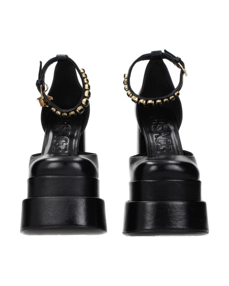 Versace Black Leather Platform Pumps Glam Steals