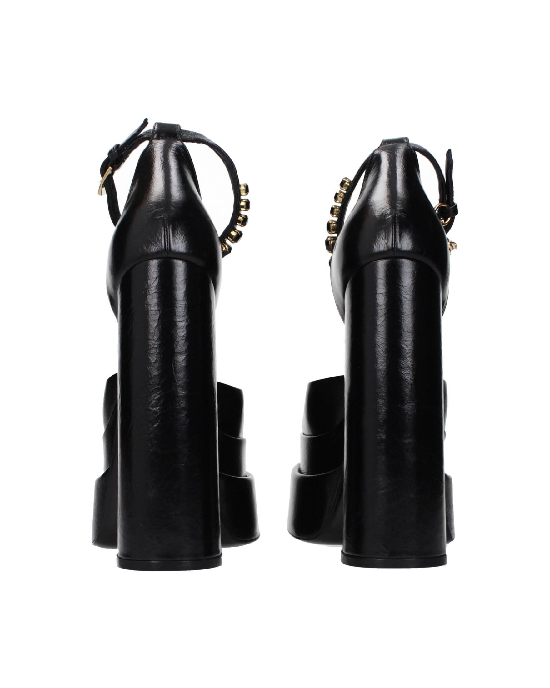 Versace Black Leather Platform Pumps Glam Steals