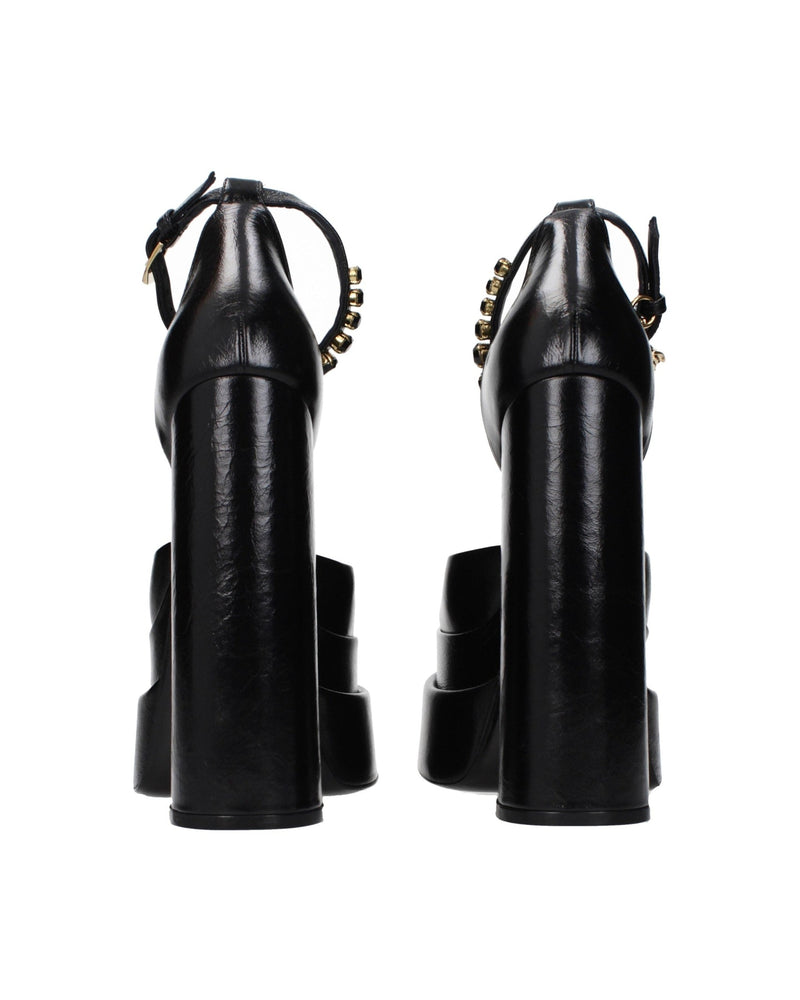 Versace Black Leather Platform Pumps Glam Steals