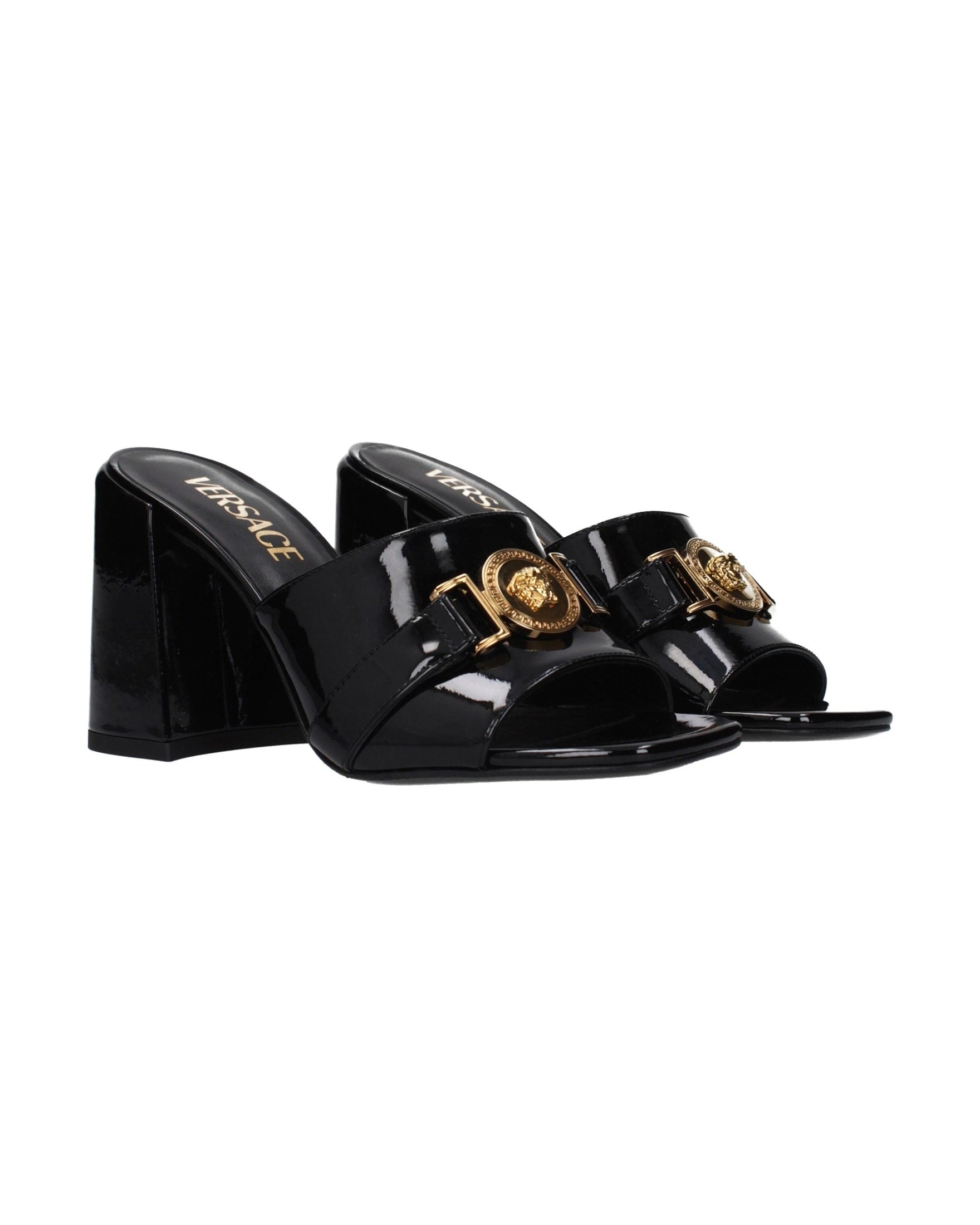 Versace Black Leather Platform Sandals Glam Steals