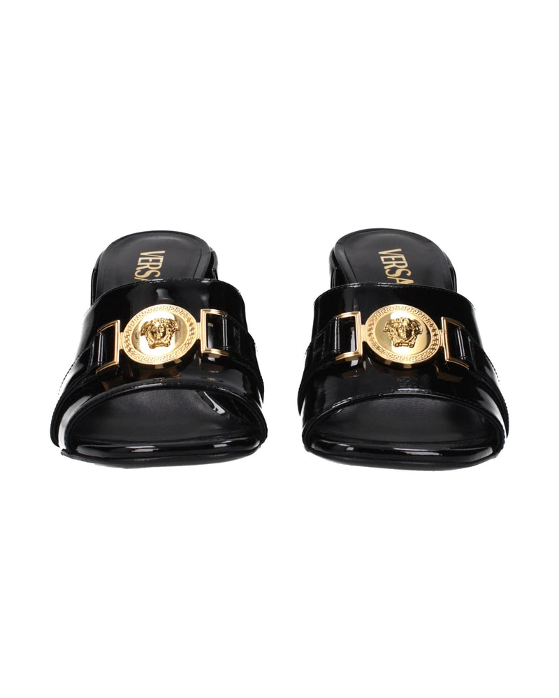 Versace Black Leather Platform Sandals Glam Steals