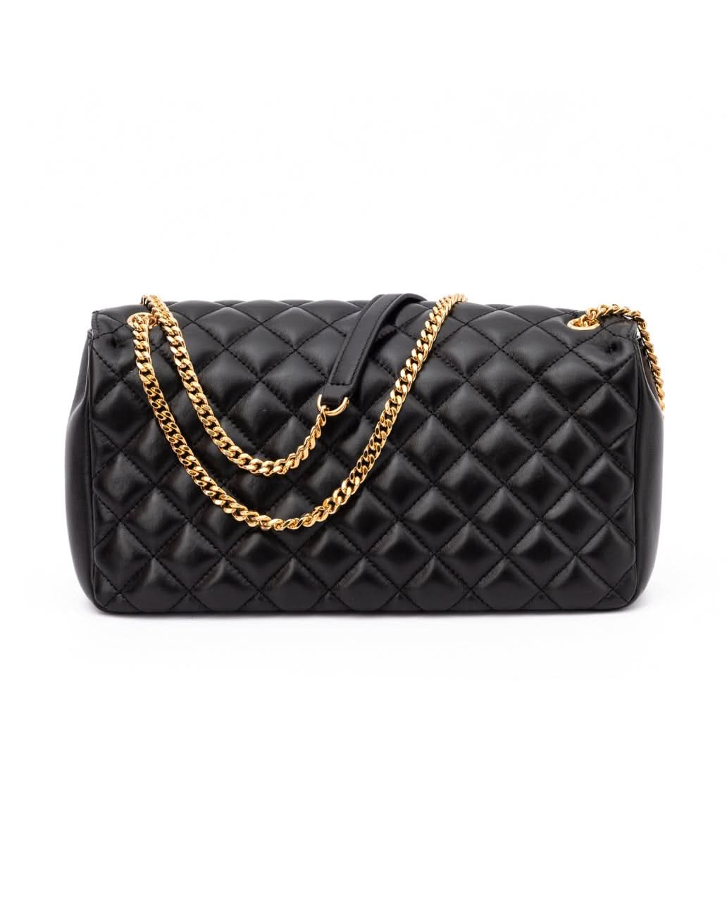Versace Black Leather Quilted Shoulder Strap Bag Glam Steals