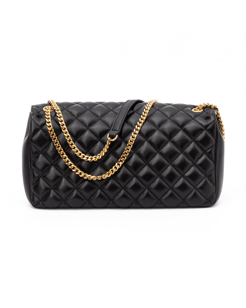 Versace Black Leather Quilted Shoulder Strap Bag Glam Steals