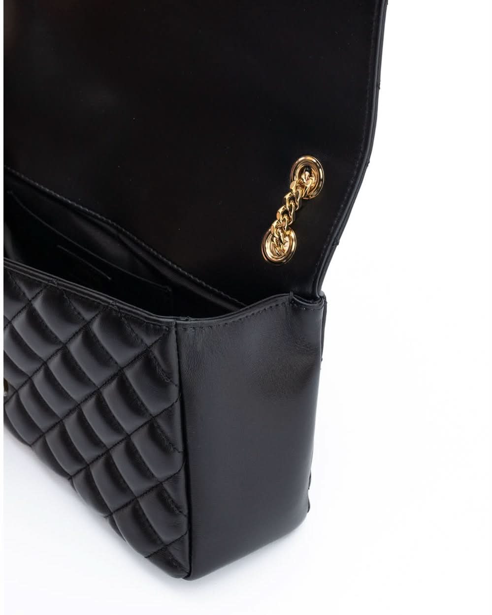 Versace Black Leather Quilted Shoulder Strap Bag Glam Steals