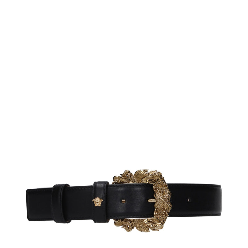 Versace Black Leather Regular Belt Glam Steals