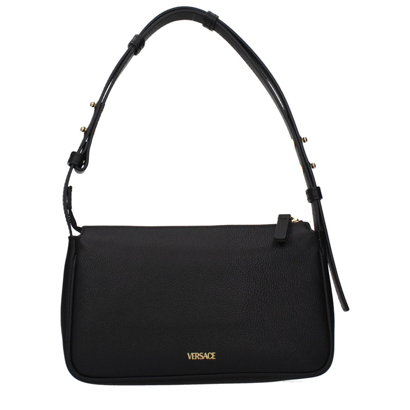 Versace Black Leather Shoulder Bag Glam Steals