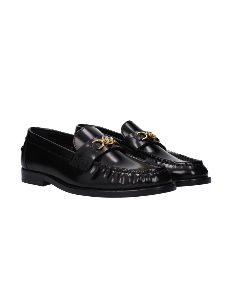 Versace Black Leather Slip On Loafers Glam Steals