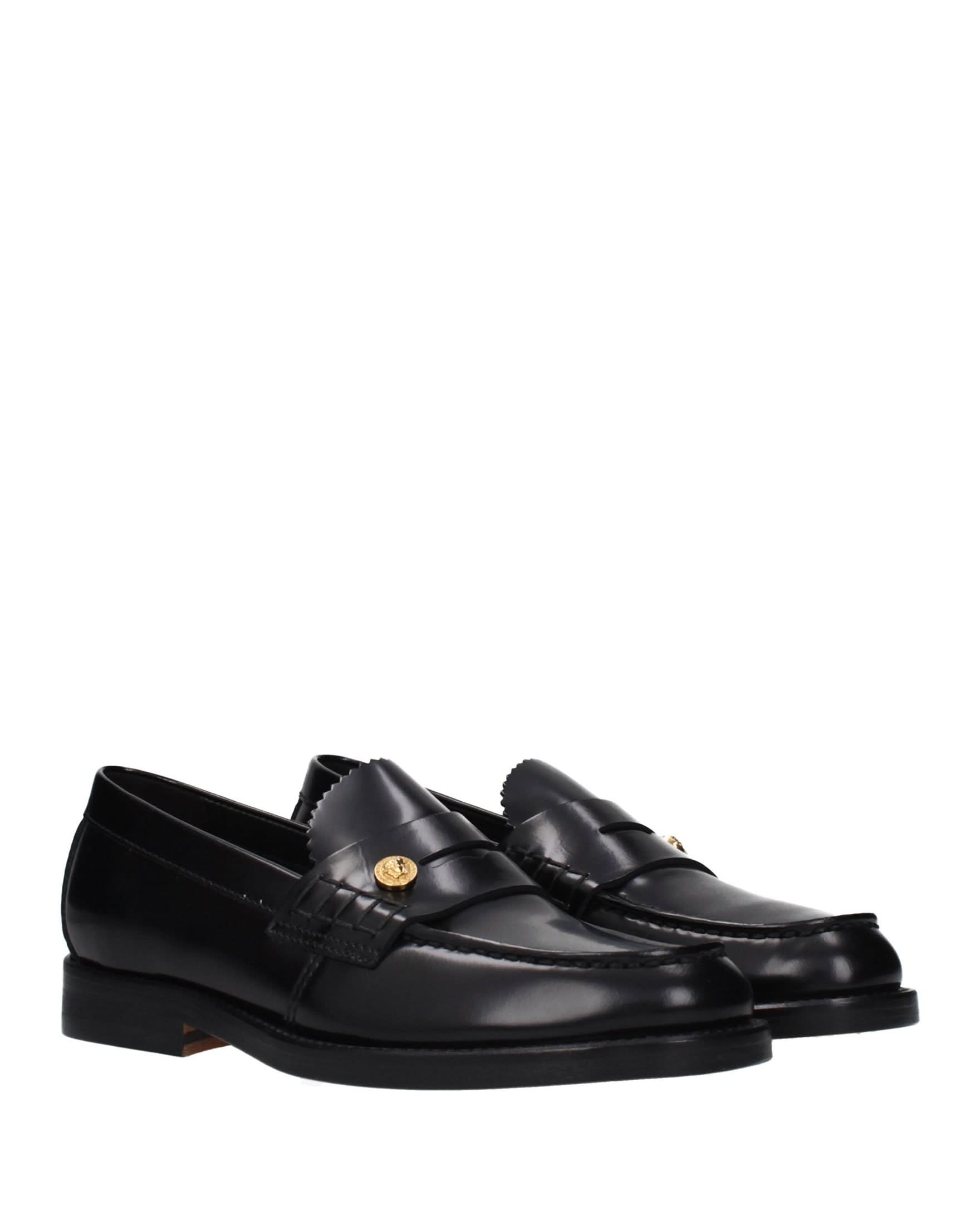 Versace Black Leather Slip On Loafers Glam Steals