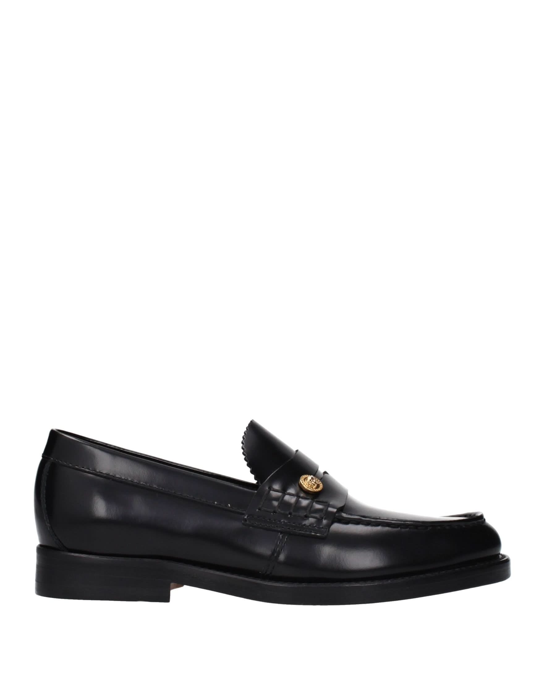 Versace Black Leather Slip On Loafers Glam Steals