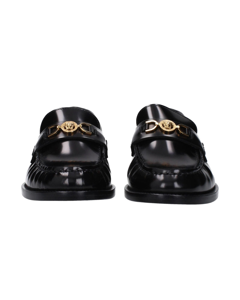Versace Black Leather Slip On Loafers Glam Steals