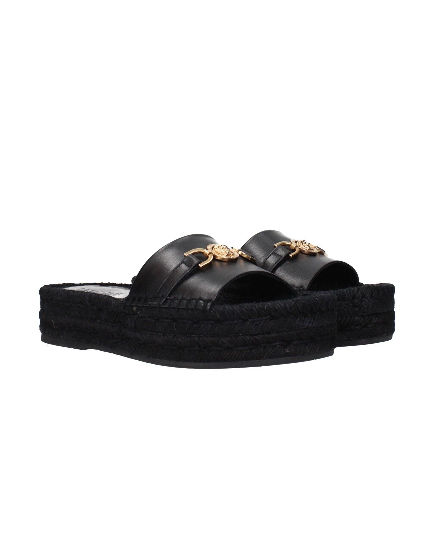 Versace Black Leather Slippers Sandals Glam Steals
