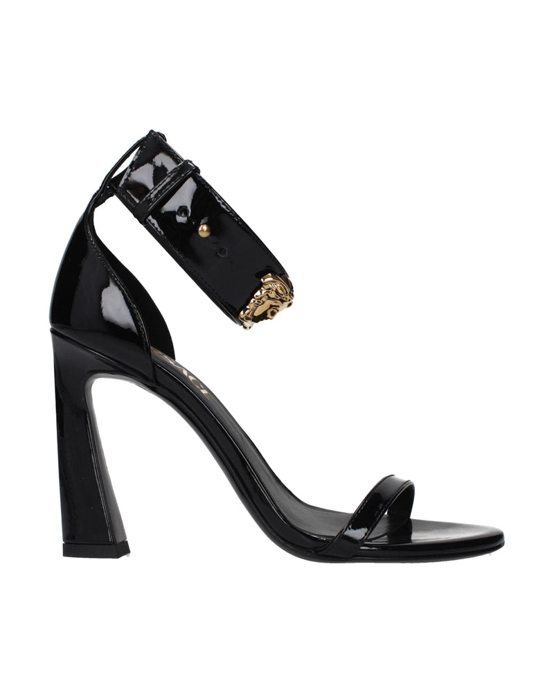 Versace Black Leather Stiletto Heel Sandals Glam Steals