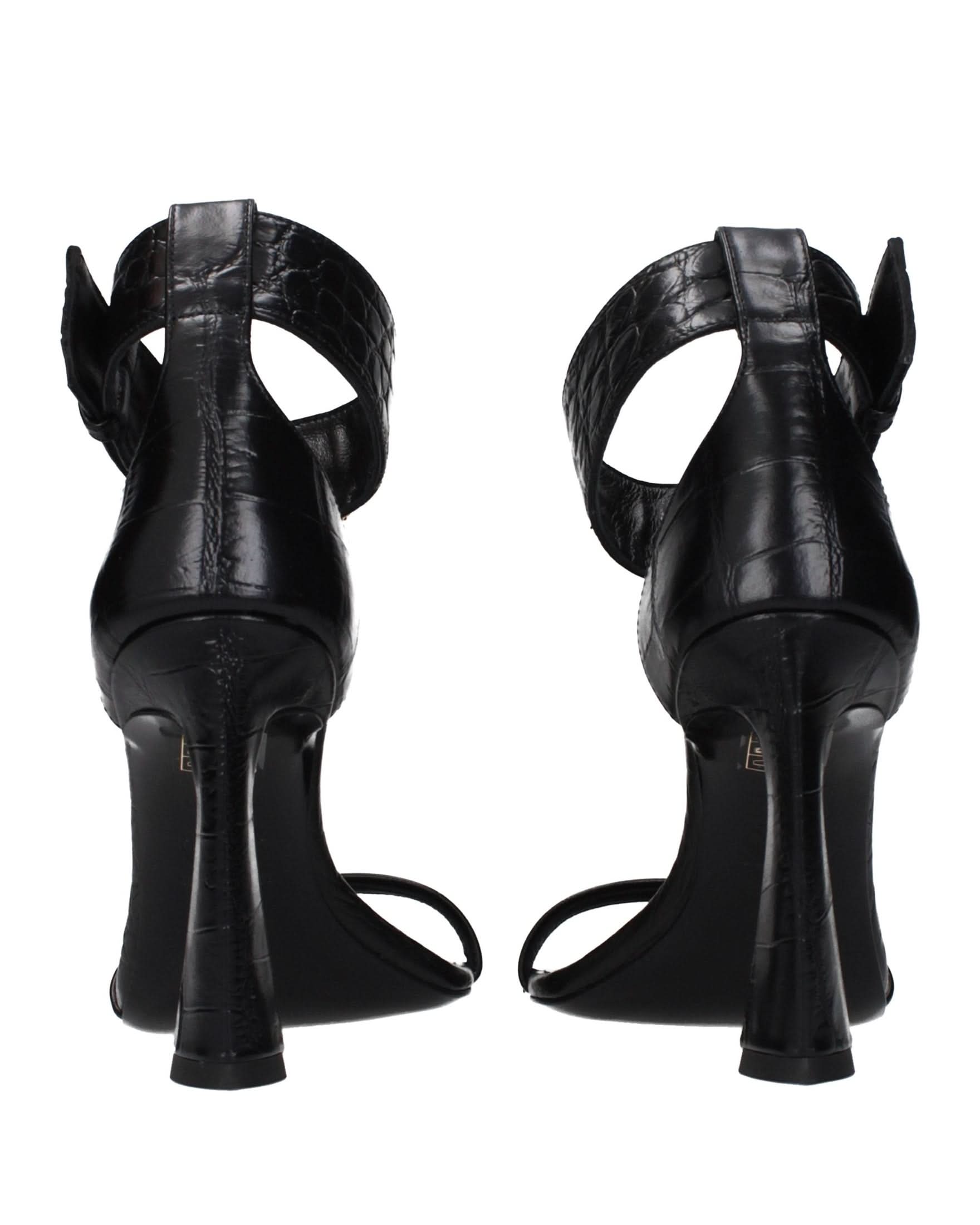 Versace Black Leather Stiletto Heel Sandals Glam Steals
