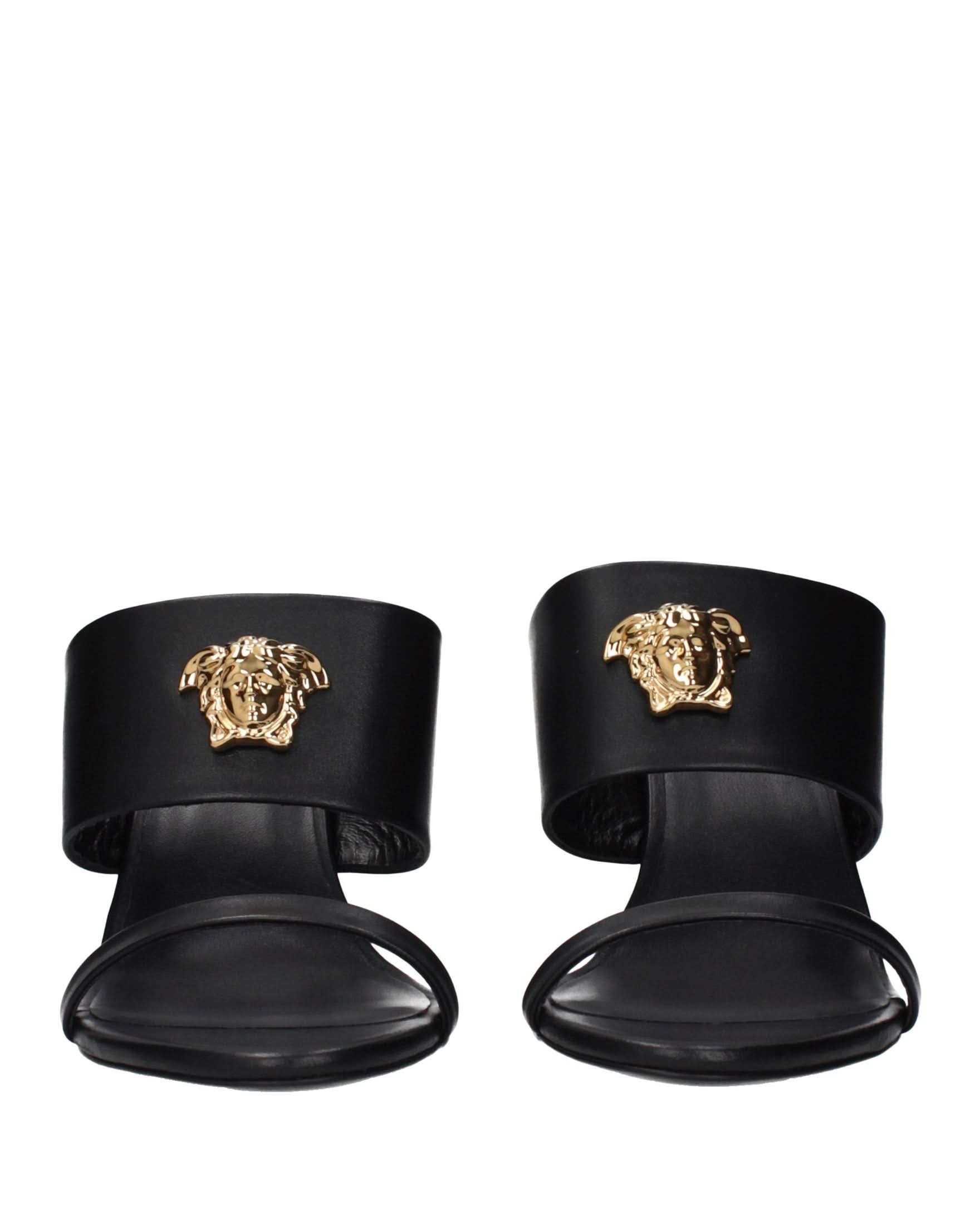 Versace Black Leather Stiletto Heel Sandals Glam Steals