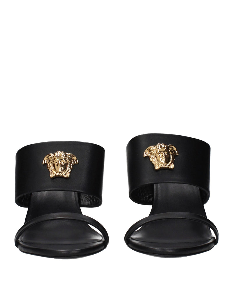 Versace Black Leather Stiletto Heel Sandals Glam Steals