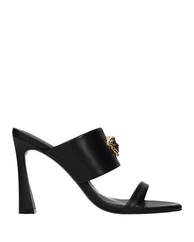 Versace Black Leather Stiletto Heel Sandals Glam Steals