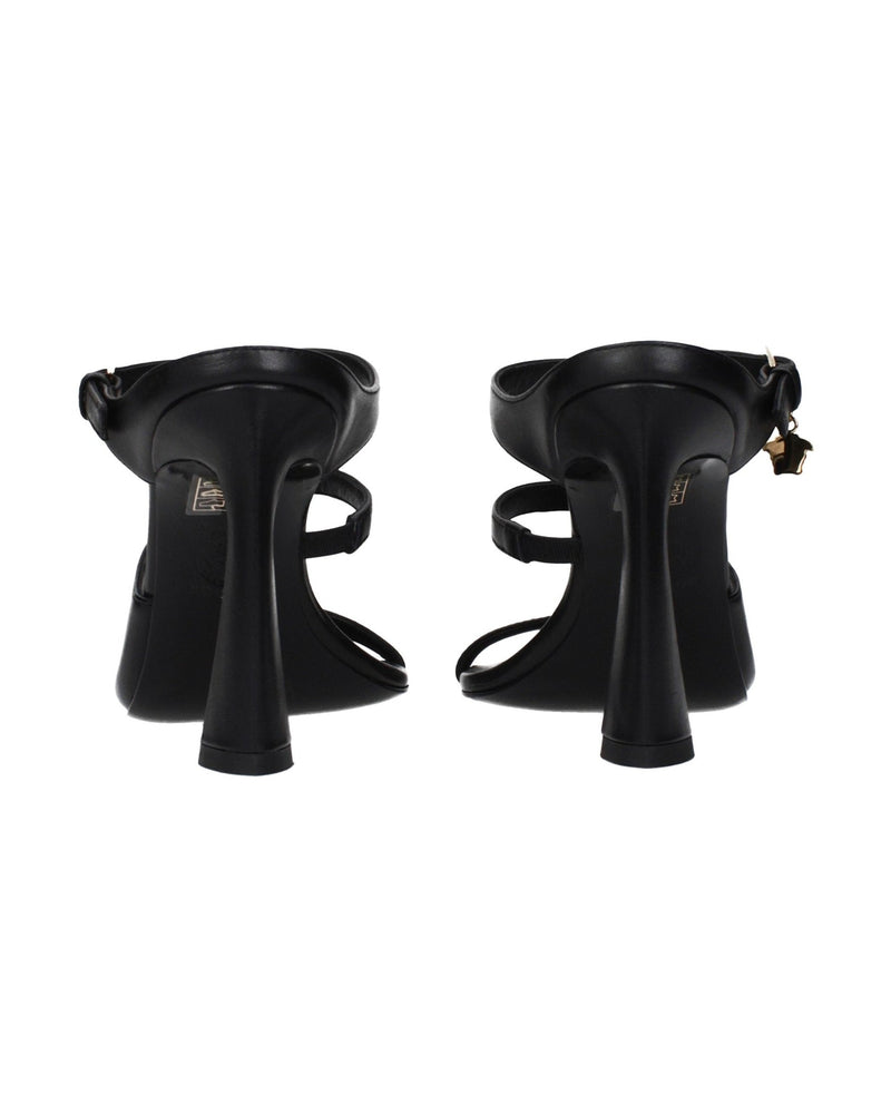 Versace Black Leather Stiletto Heel Sandals Glam Steals