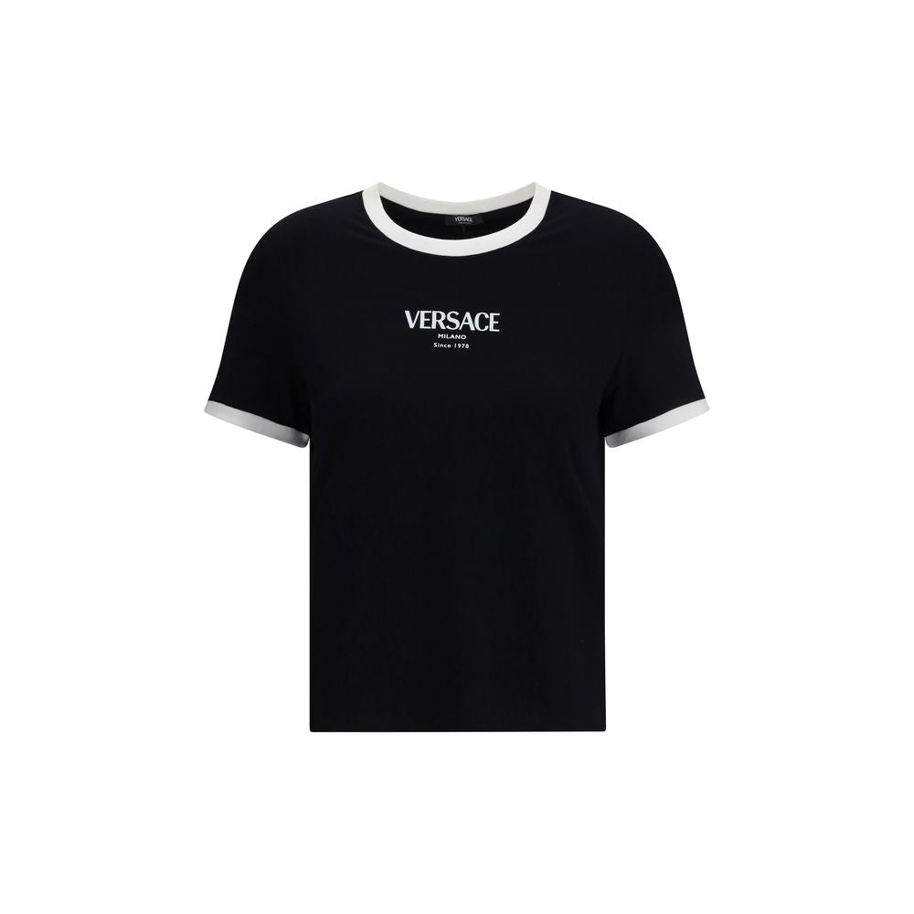 Versace Black Viscose T-shirt Glam Steals