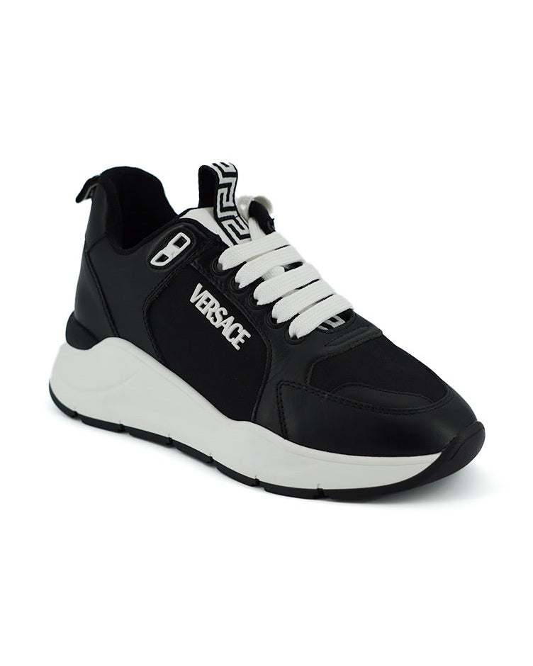 Versace Black and White Leather Calf Sneakers Glam Steals