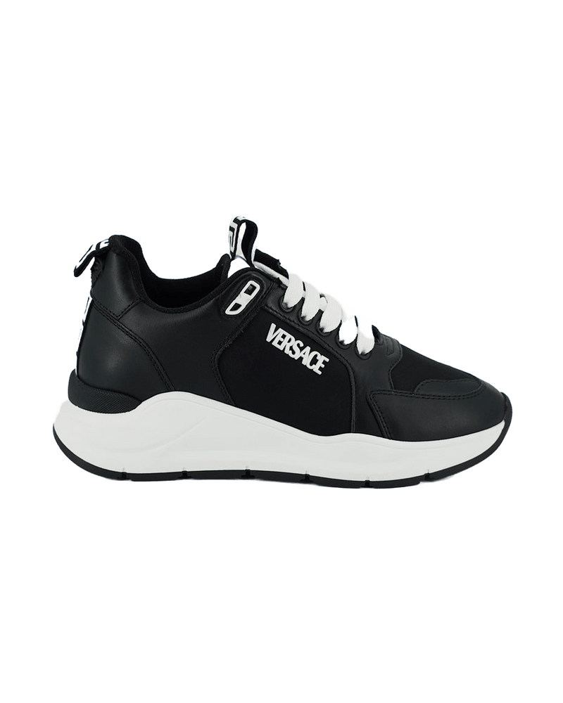 Versace Black and White Leather Calf Sneakers Glam Steals